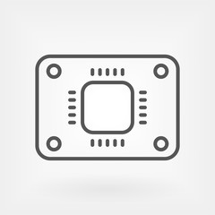 Outline PCB with MCU icon. Simplified picture