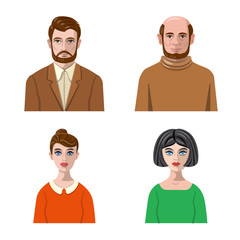 Vector design of avatar and face icon. Set of avatar and profile stock vector illustration.