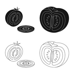 Vector design of vegetable and delicious icon. Set of vegetable and natural vector icon for stock.