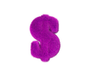 pink pilous font isolated on white - dollar - peso sign, fashion concept 3D illustration of symbols