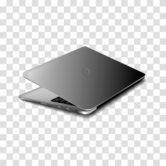 Modern laptops. Realistic mock-up on a transparent background. Back view.