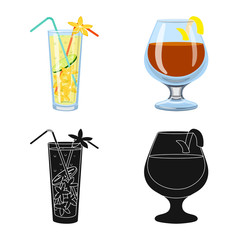 Vector illustration of liquor and restaurant logo. Set of liquor and ingredient stock symbol for web.