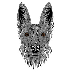 Vector portrait of a dog from a variety of patterns