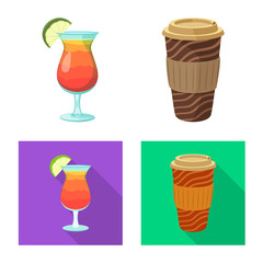 Vector illustration of drink and bar logo. Collection of drink and party vector icon for stock.