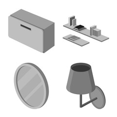 Isolated object of bedroom and room symbol. Collection of bedroom and furniture vector icon for stock.