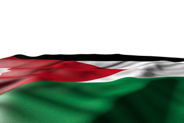Naklejka premium nice celebration flag 3d illustration. - mockup picture of Jordan flag lie with perspective view isolated on white with space for text