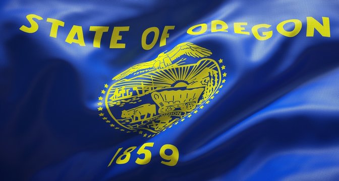 Official flag of the state of Oregon. United States of America.