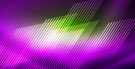 Neon glowing wave, magic energy and light motion background