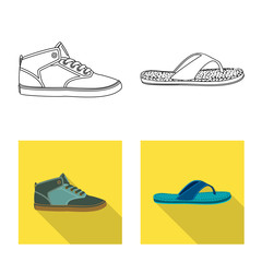 Vector illustration of shoe and footwear icon. Collection of shoe and foot stock vector illustration.