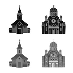 Vector illustration of cult and temple symbol. Set of cult and parish vector icon for stock.