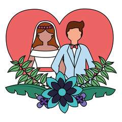 bride and groom heart love flowers wedding