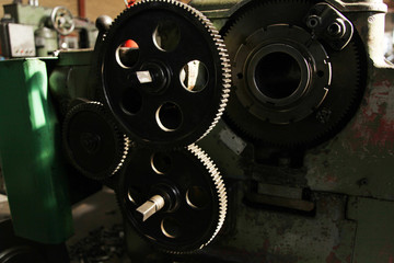 Fototapeta premium Mechanical industry old machinery lathe