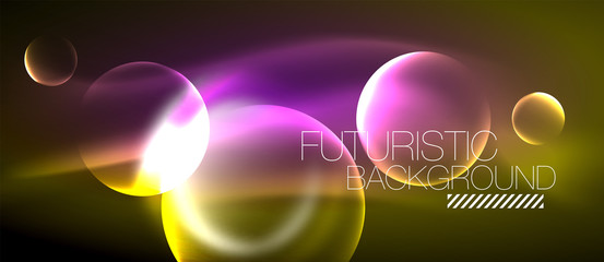 Vector glowing neon circles abstract background