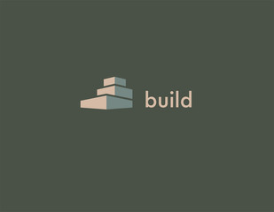 Abstract geometric logo icon building architecture for construction company