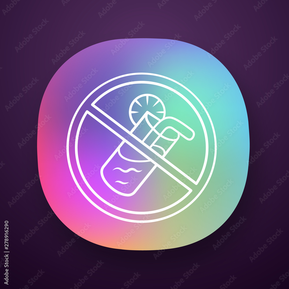 Poster no soft drink app icon. high sugar containing fizzy drink. ui/ux user interface. no juice and soda. 