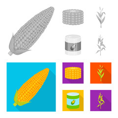 Isolated object of cornfield and vegetable sign. Set of cornfield and vegetarian stock vector illustration.