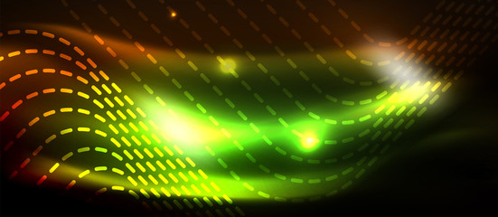Obraz premium Neon square shapes lines on glowing light background