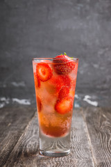 Strawberry cocktail on the rustic background. Selective focus. Shallow depth of field.