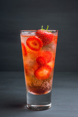 Strawberry cocktail on the rustic background. Selective focus. Shallow depth of field.