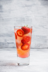 Strawberry cocktail on the rustic background. Selective focus. Shallow depth of field.