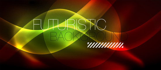 Neon color wave lines abstract background, magic techno futuristic light