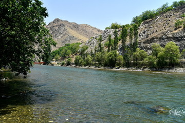 View of Zayandeh rood (Zayanderud), Esfahan, Iran at the day