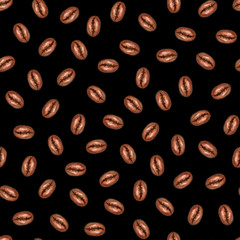 Seamless pattern of coffee beans hand drawing. Design for fabric, textile, wrapping paper, wallpaper.	