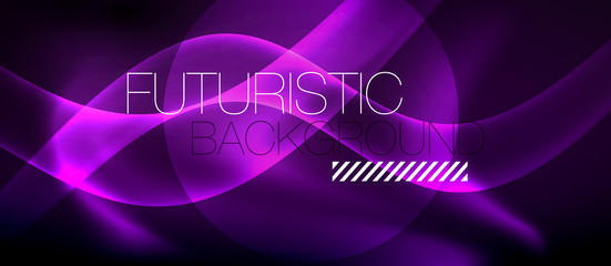 Glossy glowing neon light wave background