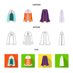 Isolated object of material and clothing symbol. Set of material and garment stock symbol for web.