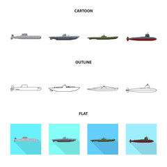 Vector illustration of war and ship sign. Collection of war and fleet stock symbol for web.