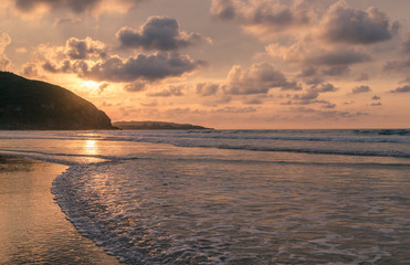 atardecer en la playa