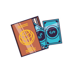 passport document travel with bills dollars