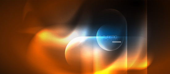 Blue neon round shapes techno background