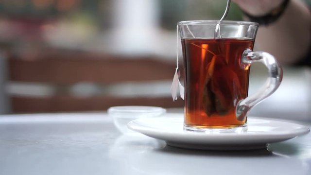 Teaglass with teabag
