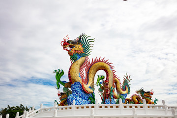 Huge Dragon statue at chinese temple