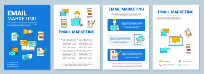 Email marketing brochure template layout. Digital marketing strategy. Flyer, booklet, print design with linear illustrations. Vector page layouts for magazines, annual reports, advertising posters
