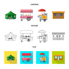 Isolated object of market and exterior logo. Set of market and food stock vector illustration.