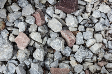 Close up of crushed rock, stone raw material for construction industry
