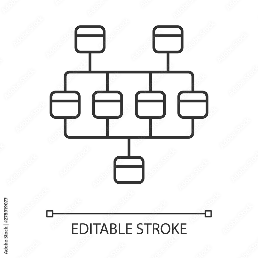 Poster network diagram linear icon. cluster diagram. network graphical chart. computer interconnected syste