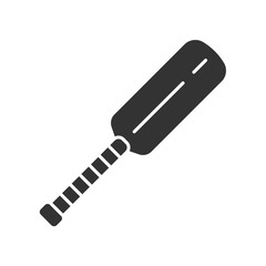 Cricket bat glyph icon. Equipment for batsmen. Wooden flat block with long handle. Professional sports accessory. Outdoor game gear. Silhouette symbol. Negative space. Vector isolated illustration