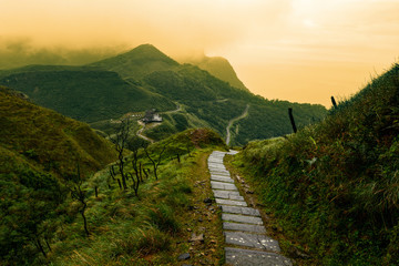 Storybook-like pathway through a misty mountain landscape in Taiwan's Yilan County - 278919692