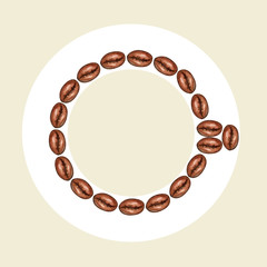 Frame of coffee beans hand drawing. Logo design, banner.	