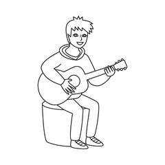 Isolated object of man and guitar icon. Collection of man and music stock vector illustration.