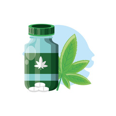 Fototapeta premium cannabis bottle product with pills