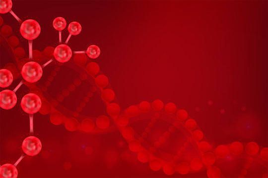 RED DNA background with copy space, illustration vector.