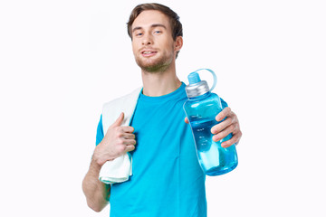 young woman with bottle of water