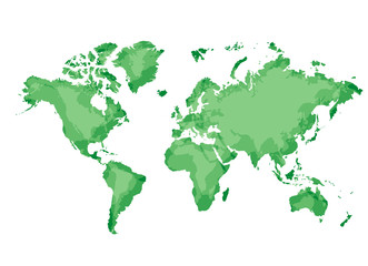 green world map isolated on white background