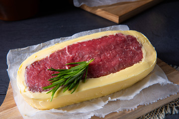 Steaks matured in butter refined with sea salt