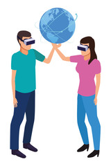 virtual reality technology experience cartoon