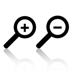 Icon scale with a plus and minus with a mirror shadow